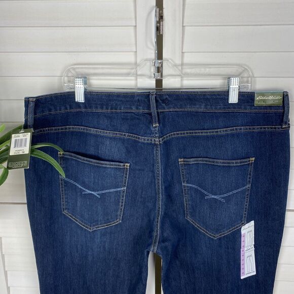 New Eddie Bauer Straight Leg Jeans Dark Wash Mid Rise Pants Womens Size 16 - Picture 5 of 10